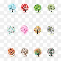 彩色创意树矢量素材