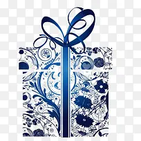 蓝色丝带礼物盒元素