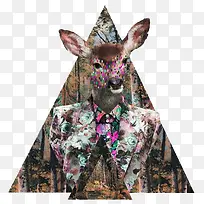 三角形抽象鹿形艺术纹理图案