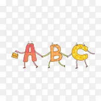 唯美卡通可爱字母ABC牵手