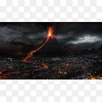 喷涌的火山海报背景