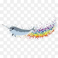 矢量卡通彩虹独角鲸