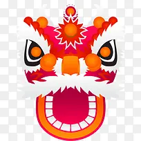 红色中国风舞狮装饰图案