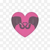 粉红色爱心情侣大象