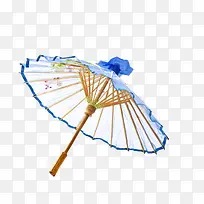 蓝边油纸伞