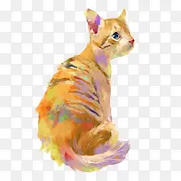 手绘色彩小猫素材图片