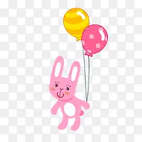 卡通手绘兔子与气球