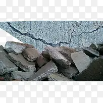 唐山大地震碎石裂缝素材