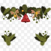 松树枝铃铛圣诞节边框