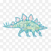 蓝色机械剑龙插画