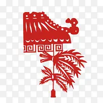 艾叶艾草剪纸效果素材图