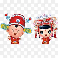 金童玉女春节百年好合凤冠霞帔