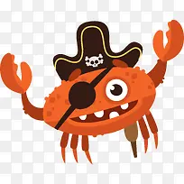 可爱的卡通海盗螃蟹
