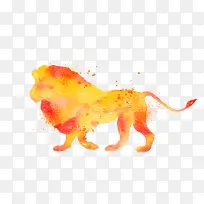 橙色水彩狮子