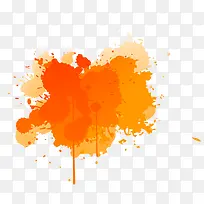 橙色清新水墨效果元素