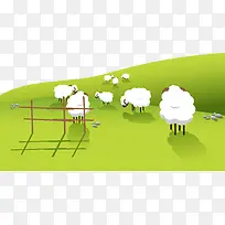 山坡的羊群插图矢量图