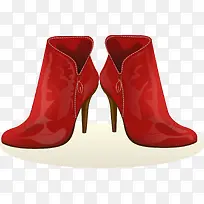 冬季红色高跟鞋子