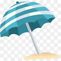 夏日海滩绿色阳伞