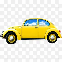 春季黄色可爱小汽车