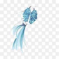 蓝色花朵蝴蝶结