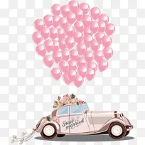 粉色婚礼气球花车