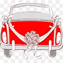 婚礼红色花朵婚车