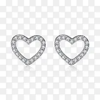 爱心耳钉银耳饰锆石钻石