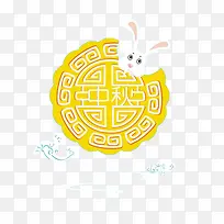 中秋节兔子月亮艺术装饰元素