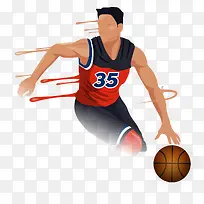 NBA打篮球的男人插画