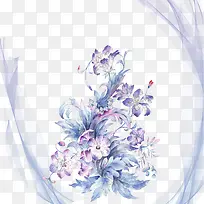 蓝紫色浪漫花藤手绘