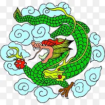 手绘青龙图案