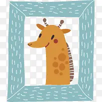 卡通动物长颈鹿相框矢量图