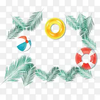 夏天树叶海边泳圈