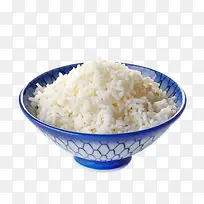 蓝色渐变饭碗里的白米饭