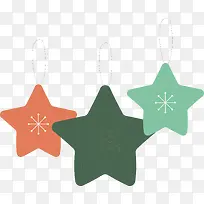 圣诞节清新淡雅三个五角星挂件