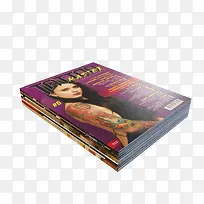 紫色一摞书时尚杂志书