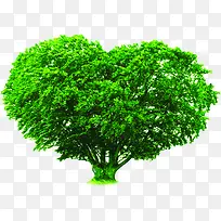 绿色抽象爱心造型大树