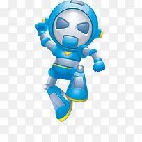 激动的蓝色机器人装饰PNG