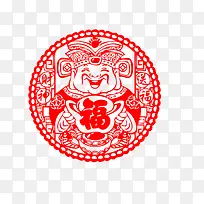 财神爷新年剪纸简图