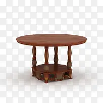 木制棕色中式古典圆木桌