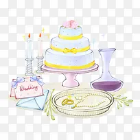 婚礼蛋糕手绘插画