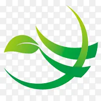 半圆绿色简约叶子园林logo