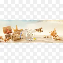 沙滩珍珠项链饰品背景banner