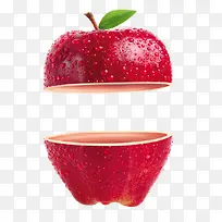 红色切开卡通水果水珠苹果