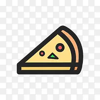 黄色手绘三角形披萨美食元素