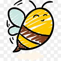 黄色手绘微笑蜜蜂