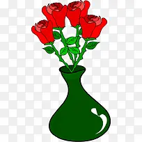 手绘玫瑰花瓶