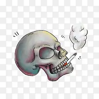 创意吸烟有害健康骷髅头插画