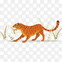 咆哮的卡通凶猛老虎