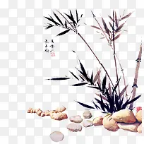 中国风竹子石头